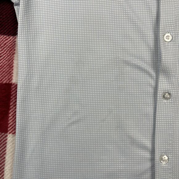 Mizzen Main Performance Shirt Mens M Blue Check Trim Fit Maylard Button *stain - Picture 4 of 11